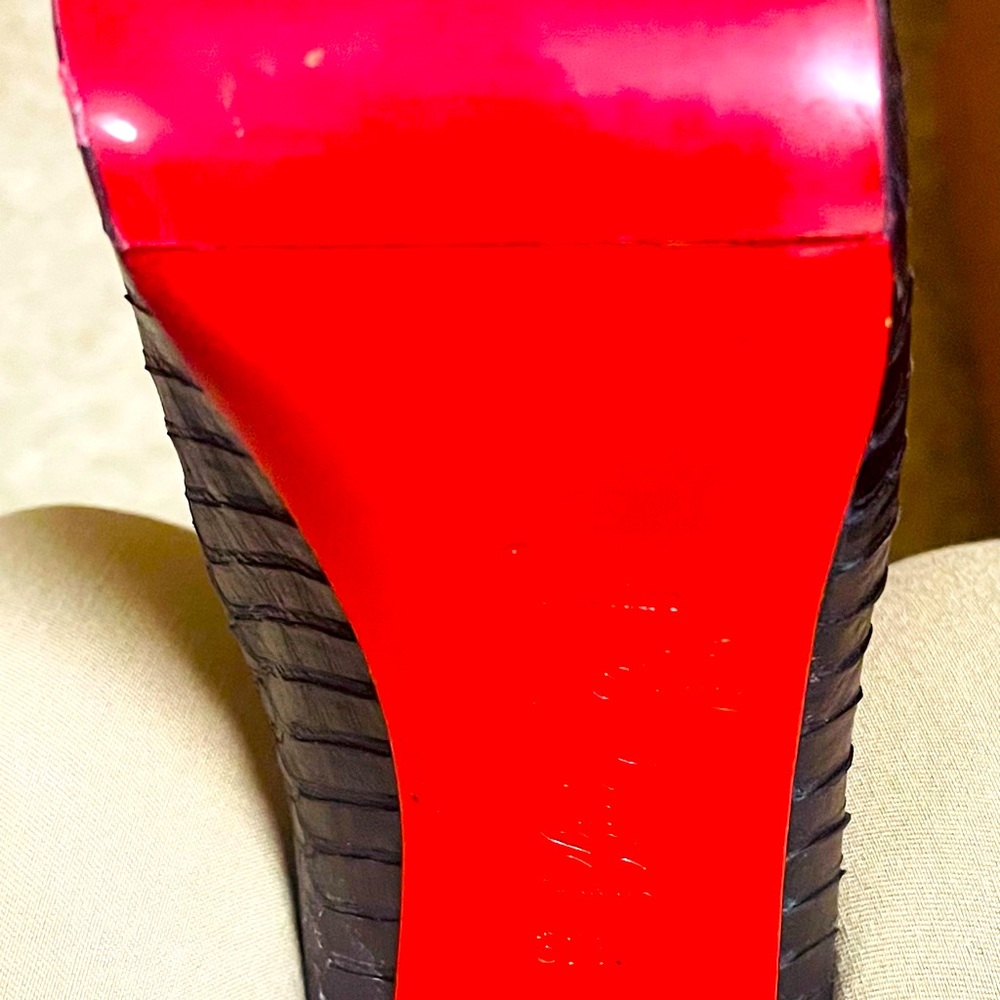 Black Python Platform Stiletto Heels - Picture 5 of 5